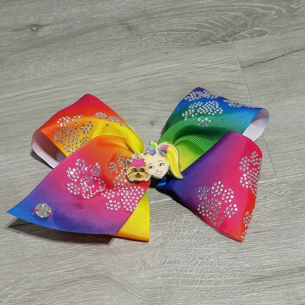 Jojo Siwa Dog Paw Rhinestone Hair Bow With Charms